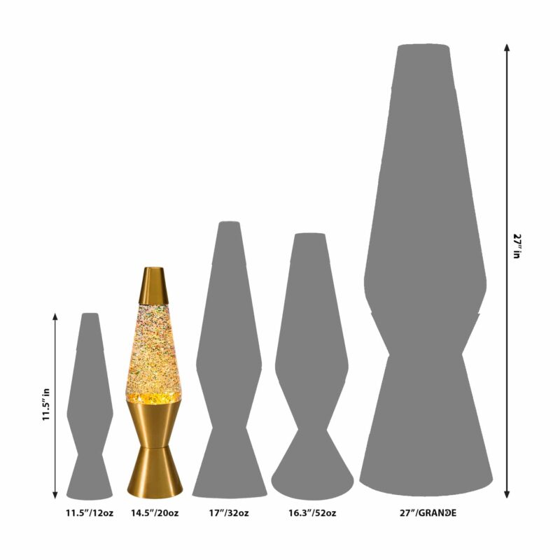 14.5″ LAVA Lamp Rainbow Glitter – Clear/Gold - US 2962